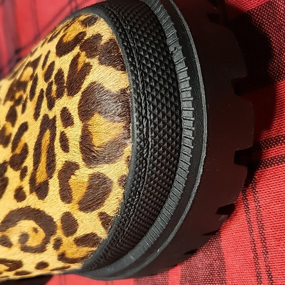 NWOT Lucky Brand Women Emali Tan Black Leopard Calf Hair Lug Sole Combat Boots - Picture 12 of 12